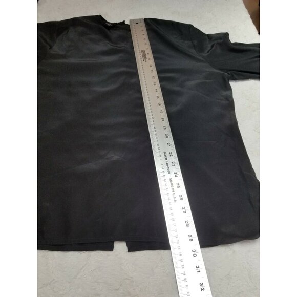 Oleg Cassini Womens Crew Neck Black Button Back Blouse Top Size 14 Long Sleeve - Picture 6 of 6